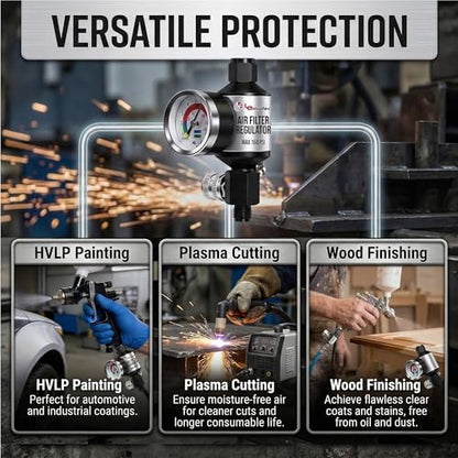 LE LEMATEC Paint Sprayer Regulator with Gauge & Water Separator