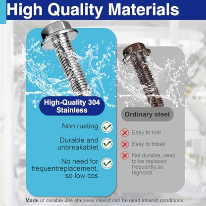 20PCS M6-1.0 x 20mm Serrated Flange Bolts, 304 Stainless Steel - color: M6 Silver, size: 20mm