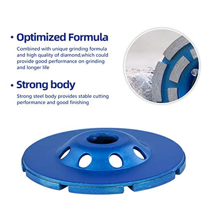 SALI Diamond Concrete Grinding Wheel 4 1/2 inch for Polishing and Cleaning Stone Concrete Surface, Cement, Marble, Rock, Granite, and Thinset Removing, Angle Grinder Double Rows Wheels Cup 115*22.2MM - style: Double Rows