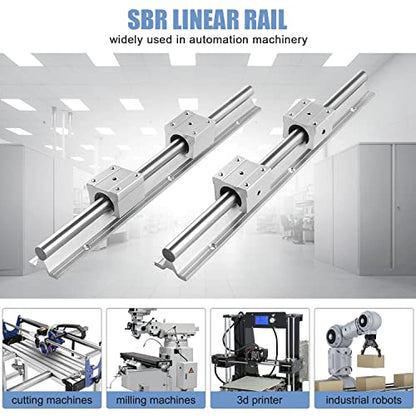 Linear Rail 2Pcs SBR16 2000mm Linear Guide Rail Kit Support Linear Slide Rail Shaft Rod for SBR16UU Slotted Block Bearings for CNC 3D Printer - size: 2000mm, style: SBR16