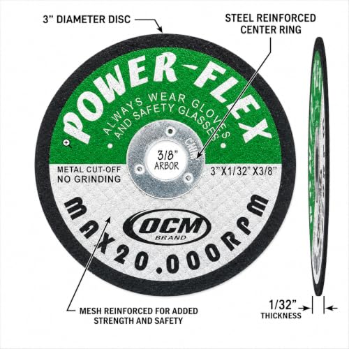 20 Pack - Cut Off Wheels 3 Inch x 1/32 Inch x 3/8 Inch Arbor - for Cutting All Steel and Ferrous Metals.