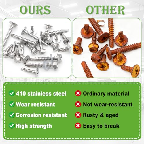 mxuteuk 1000PCS #14#12#10#8 Self Tapping Screws,410 Stainless Steel - size: SV 1000PCS #8 #10#12#14 Kit