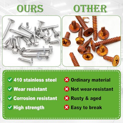 mxuteuk 1000PCS #14#12#10#8 Self Tapping Screws,410 Stainless Steel - size: SV 1000PCS #8 #10#12#14 Kit