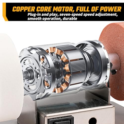 Mini Bench Grinder 3 Wheels, Benchtop Polisher Buffer for Jewelry