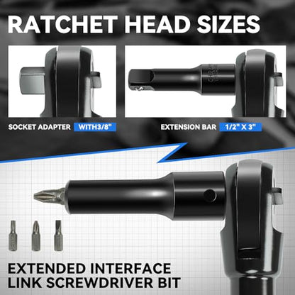 Auto Dynasty 17 Pieces 1/2" Air Ratchet Wrench Kit Set Heavy-Duty Aluminum Body, 50 ft-lb Max Torque, 160 RPM Speed, Versatile Pneumatic Sockets