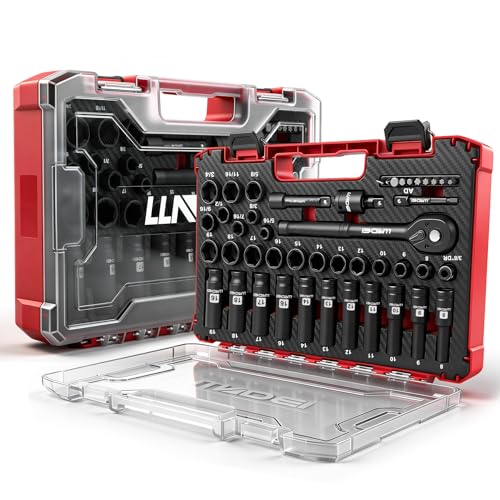 3/8" Drive Impact Socket Set (Metric & Sae) 45Pcs Transparent Case
