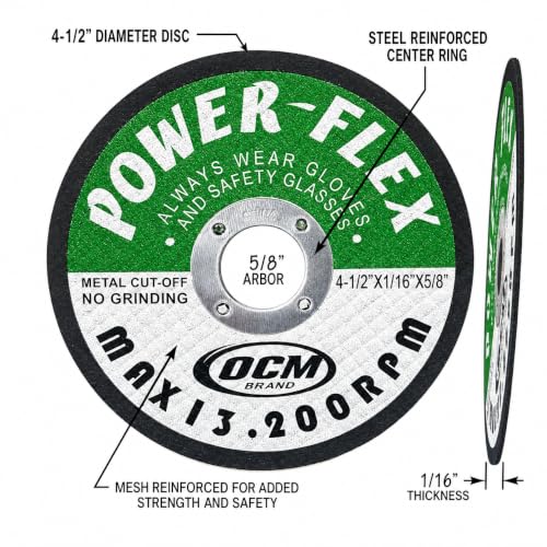 4 1/2 Inch x 1/16 Inch x 5/8 Inch Premium Cut Off Wheels - 10 Pack -, for Cutting All Ferrous Metals and Stainless Steel