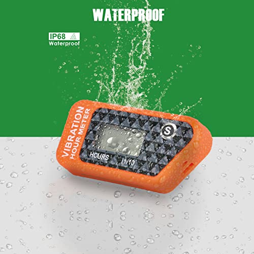 YOOREAL Vibration Hour Meter,Maintenance Hours Waterproof IP68 - color: Orange