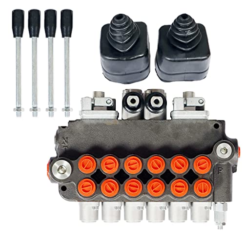 kimllier Hydraulic Directional Control Valve 6 Spool 21GPM 2 Joysticks