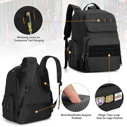 Rexmica Tool Organizer Bag Backpack with 3 Tool Zipper Pouch for Men