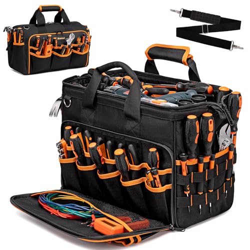 AUROPEAK Tool Bag for Men, 17 Inch Heavy Duty Tool Tote Bag, 46 Pockets - style: 46Pockets