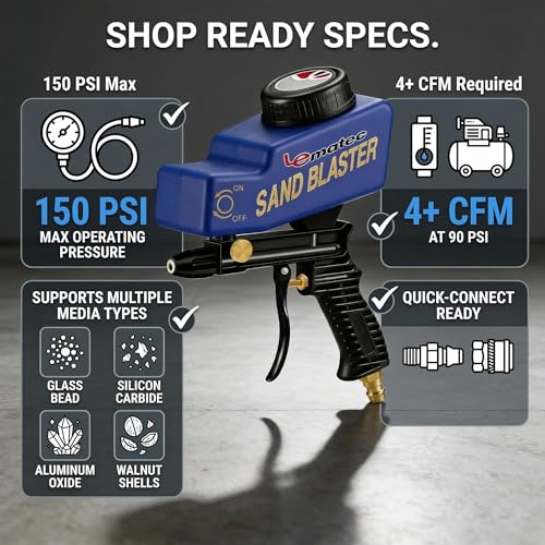 LE LEMATEC Sand Blaster Gun Kit for Air Compressor, Pistola de Arena - style: Ceramic Nozzle Blue