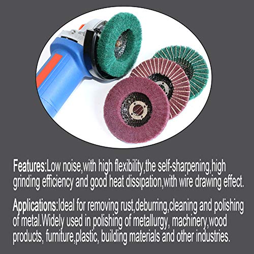FPPO 5Pcs 4.5" x 7/8" Nylon Fiber Flap Disc Polishing Grinding Wheel,Scouring pad Buffing Wheel for Angle Grinder, Polishing Tools,Abrasive disks for Power-Operated Grinders (Grit 180) - style: grit 180