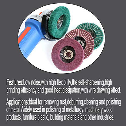 FPPO 5Pcs 4.5" x 7/8" Nylon Fiber Flap Disc Polishing Grinding Wheel,Scouring pad Buffing Wheel for Angle Grinder, Polishing Tools,Abrasive disks for Power-Operated Grinders (Grit 180) - style: grit 180