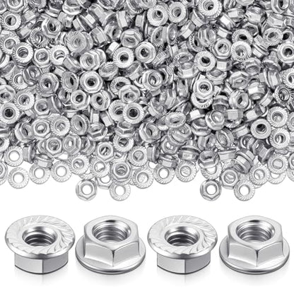 Hicarer 1000 Pack 5/16-18 Zinc Plated Serrated Flange Hex Lock Nuts, Serrated Flange 5/16-18 Hex Lock Nuts Locknuts Replacement Bright Finish Corrosion-Resistant - size: 5/16-18