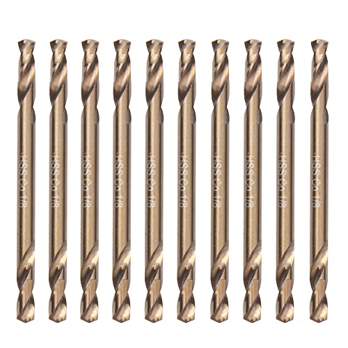 1/8" Cobalt Drill Bits(10PCS), M35 HSSCO High Speed Steel Double Ends Stubby Body Twist Drill Bit Set for Hardened Metal, Stainless Steel, Cast Iron, Plastic and Wood - size: 1/8"(10PCS)