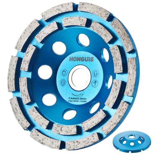 5 inch Diamond Cup Grinding Wheel,7/8"-5/8" Arbor Concrete Grinder Wheel Double Row for Concrete Masonry Granite Marble Stone(7/8"-5/8") - style: 5 Inch