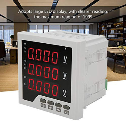 3 Phase Voltage Meter AC 450V, DTM-AV96 Digital Voltmeter 1 LED Display Panel Programmable Voltage Current Frequency Tester