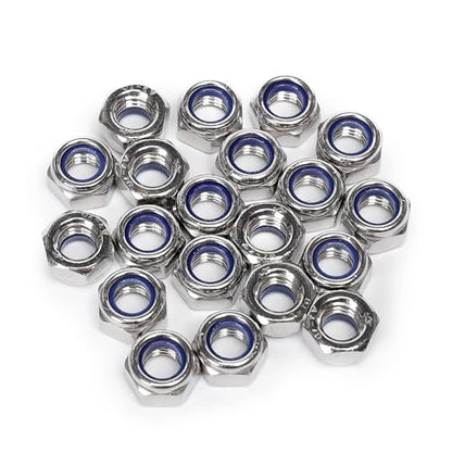 M10-1.5 Nylon Insert Lock Nuts, 304 Stainless Steel, 20 Pack