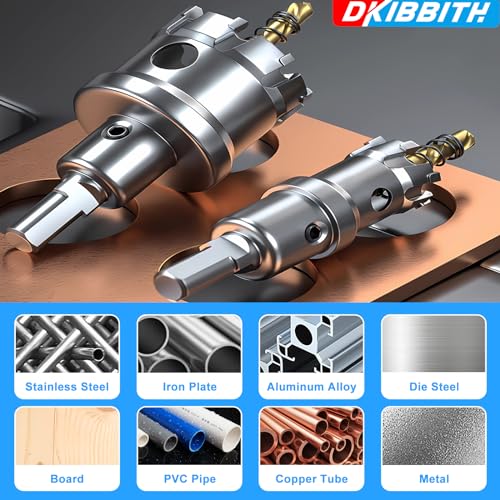 DKIBBITH TCT Hole Saw Set, 2-Pack 11/16" (18mm) Heavy Duty Tungsten Carbide Tipped Hole Cutters for Stainless Steel, Copper, Iron, Brass, Plastic with Titanium-Plated Pilot Drill Bits - size: 11/16"(18mm)