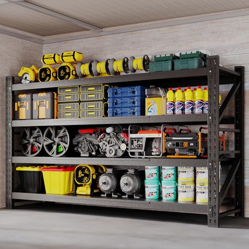BYNSOE 68" W Storage Shelves 8000lbs Garage Metal Shelving Heavy Duty Garage Shelves Adjustable Storage Shelves for Industrial, Factory, (68" W X 24" D X 63.5" H) - color: Black, size: 68" W X 24" D X 63.5" H