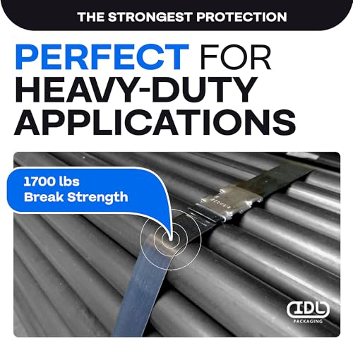 IDL Packaging 3/4" x .020" x 300' Steel Strapping Coil (1700 Lbs Break Strength) in Self-Dispensed Сardboard Box - Portable Strong Banding with Superior Cut-Resistance - Heavy Pallet Strapping - size: 3/4W" x 300L'