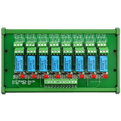 Electronics-Salon DIN Rail Mount 8 DPDT Signal Relay Interface Module. (Operating Voltage: DC 24V)