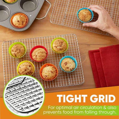 Spring Chef 8.5" x 12" Stainless Steel Cooling Rack for Baking, Set of 2 - size: 8.5"x12", style: 2 Pack