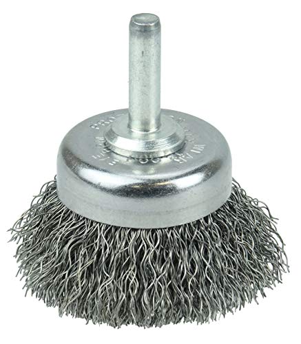 Weiler 14301V 1-3/4" Crimped Wire Utility Cup Brush, .0118" Steel Fill, 1/4" Stem, Vending Ready, Made in the USA