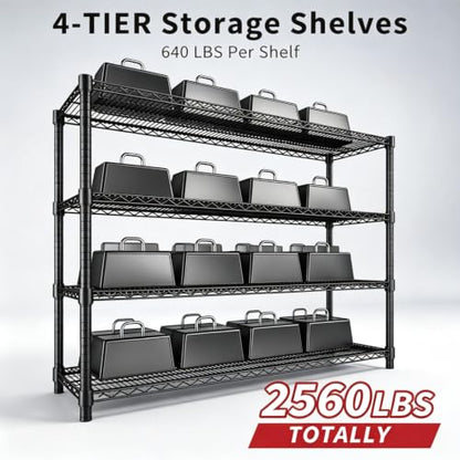 Garvee 4-Tier Wire Shelving 2560LBS Heavy Duty Storage Shelves Garage Rack - size: 47.2"W x 63"H x 17.7"D