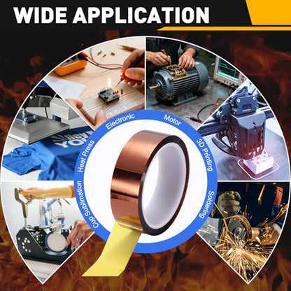 uxcell Heat Tape, 30mm x 33m (108ft) Polyimide Heat Transfer Sublimation Tape No Residue High-Temperature Resistant Tapes for Heat Press Soldering Circuit Board, Brown - size: 30mm x 33m (108ft)