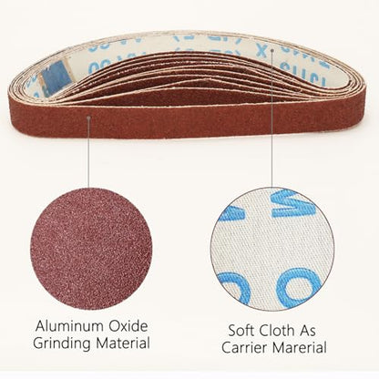 20 Pcs 3/4 x 20.5 Inch Premium Soft Cloth Aluminum Oxide Sanding Belts,4 Pcs Each of 60/120/240/400/600 Grits Sanding Belt for Detailing Bandfile Sander,520 x 20 mm Sanding Belts for Mini Belt Sander.