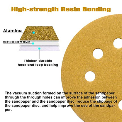 100PCS 5 Inch Sanding Discs 60 Grit Random Orbit Sander Sandpaper - style: Advanced Aluminum Oxide