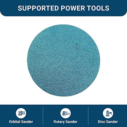 Benchmark Abrasives 5" Premium Zirconia No Hole PSA Discs, Self Adhesive Random Orbital Sander Discs for Sanding Polishing on Metal Wood Fiberglass (10 Pack) - 80 Grit