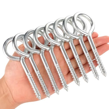 YGAOHF 8 Pcs 5 Inch Eye Hooks Screw in Heavy Duty, Large Eye Bolts Screw in, Stainless Steel 500 LBS Breaking Strength, Strong Eye Screws for Wood, Hanging Heavy-Duty Applications - color: Silver-8pcs