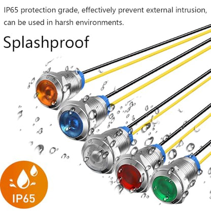 Gebildet 5pcs 10mm LED Metal Indicator Light 110V-220VAC Waterproof Signal Lamp (White) - color: White 110V