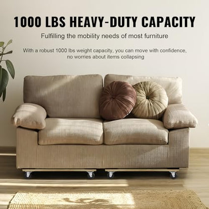 VEVOR Hardwood Furniture Moving Dolly, 30 in. x 18 in. 4 x 3 PP Swivel Casters, Heavy Duty Wooden Mover Dollies, Moving Cart with Wheels for Heavy Furniture, 1000 lbs. Capacity, Two Pack - size: 30 in. x 18 in