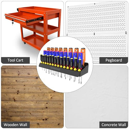 UNITEDPOWER Screwdriver Holder, Wall Mount Storage Rack Organizer for Workshop, Shed, Garage, Home, Stores up to 32 Screwdrivers or Small Tools - style: Screwdriver Holder