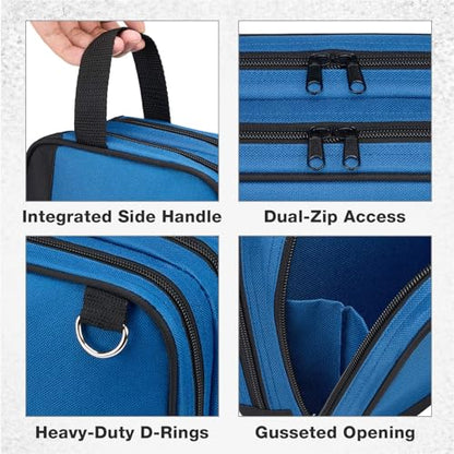 HISEA Small Tool Bag 3 Pack, 12 Inch Tool Pouch with 2 Compartments - color: Green, Orange, Blue