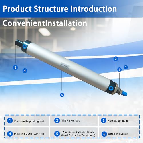 CG WEITENG Pneumatic Mini Pneumatic Cylinder MAL Single Rod Aluminum Double Acting Pneumatic Cylinder 32mm Bore 200mm Stroke(MAL32x200) - color: MAL-32 mm, size: 200 mm