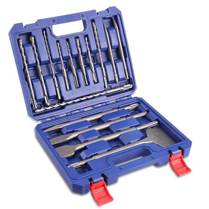 WORKPRO 16-Piece SDS-Plus Rotary Hammer Drill Bit & Chisel Set - size: 16-Piece