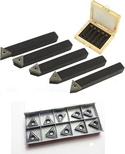 OMEX INDEXABLE CARBIDE LATHE TURNING TOOL SET 6MM (1/4") - 5 PIECES - 10 INSERTS TCMT