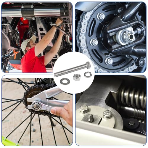 MroMax 10 Sets 5/16-18 x 3" Hex Head Screw Bolt, Nuts, Flat Washer & Spring Lock Washers Kits,Fully Threaded, Stainless Steel 18-8（304）, Bright Finish - size: 5/16-18 x 3" (10 Sets)