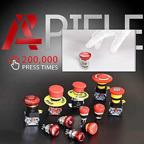 APIELE 22mm Metal Emergency Stop Push Button Switch Latching 12V-250V Stainless Steel 7/8" Mounting Hole B Type - size: 22mm (7/8"), style: B Type