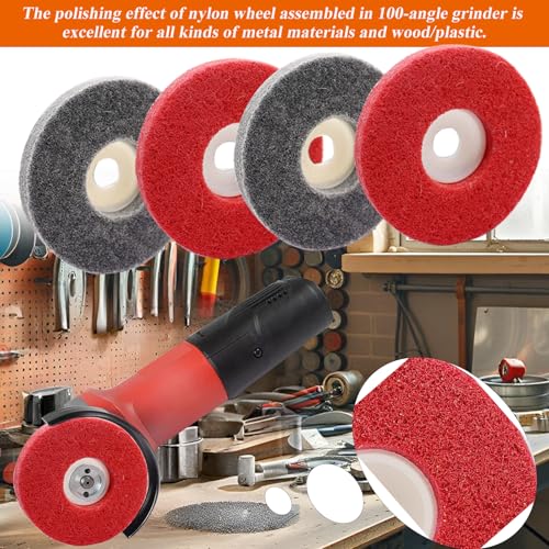 18Pcs 4 Inch Buffering Wheels Polishing Kit with Compound for Angle Grinder,Includes 14Pcs Nylon Fiber Flap Disc & Wool Felt Polishing Wheel,3Pcs Buffing Compounds and Sanding Sponge - size: 4 Inch - 18pcs
