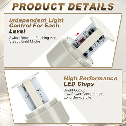 6 Pack 12-24V LED Stack Tower Lights with Buzzer, 1 Layer