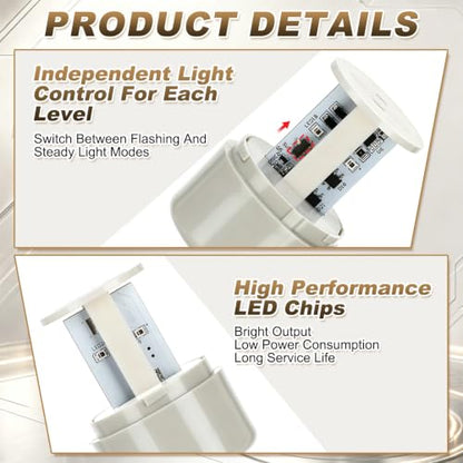 6 Pack 12-24V LED Stack Tower Lights with Buzzer, 1 Layer