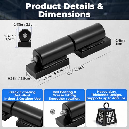 5" Heavy Duty Barrel Hinges, Weld on Barrel Hinges with Grease Zerk,450 Lbs - color: 5 inch-4 Pack