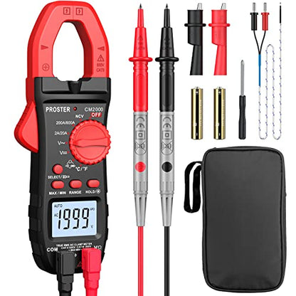 Proster Clamp Meter 2000 Counts TRMS, AC Current Clamp Multimeter - color: Red, size: 2000Counts