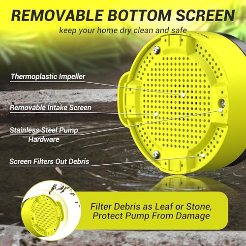 1/2HP Automatic Submersible Sump Pump, 5300 GPH Water Pump - color: Black-yellow